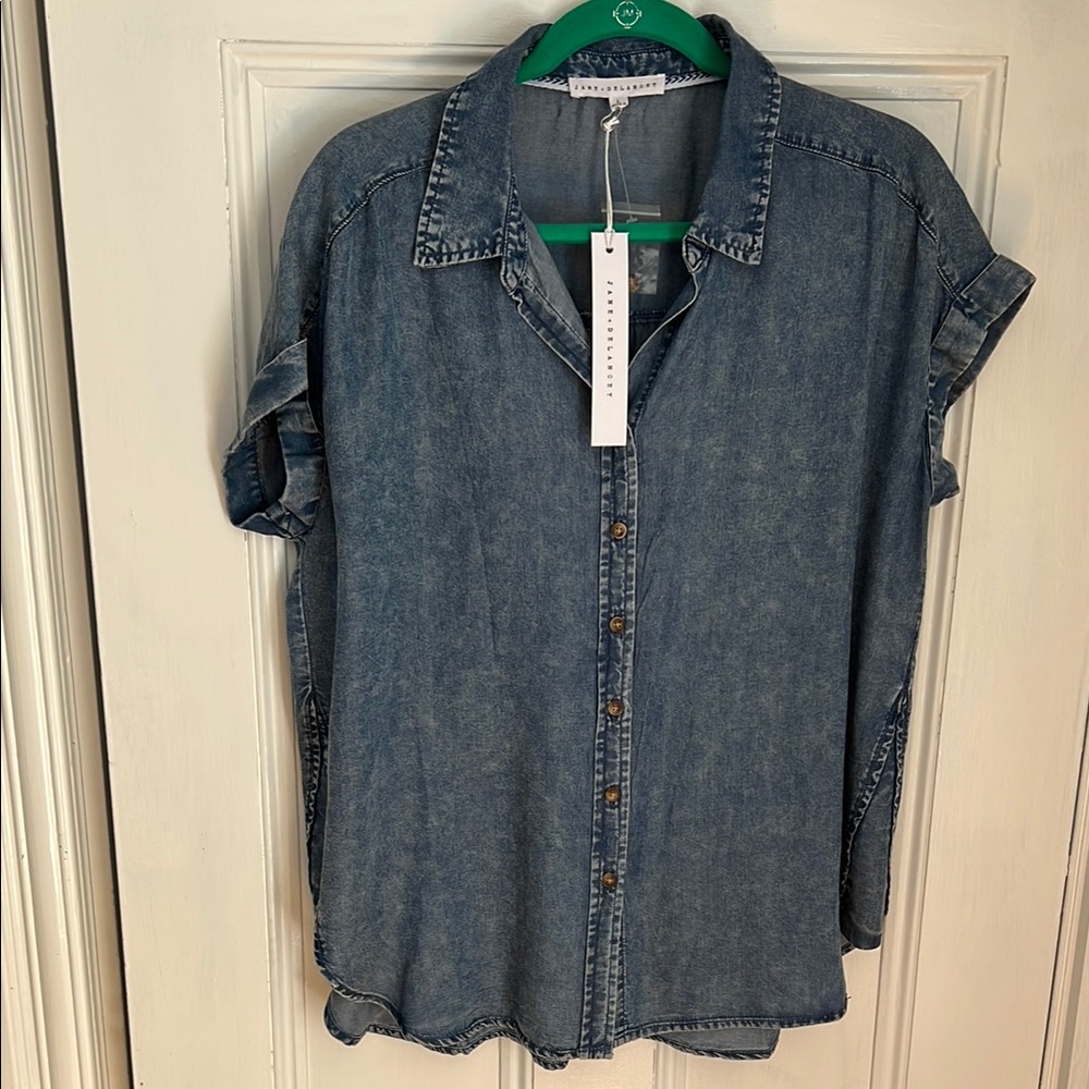 Jane + Delancey Tunic Denim Shirt Womens Size Large